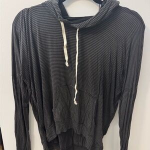 Brandy Melville Charcoal and Black Striped Hoodie